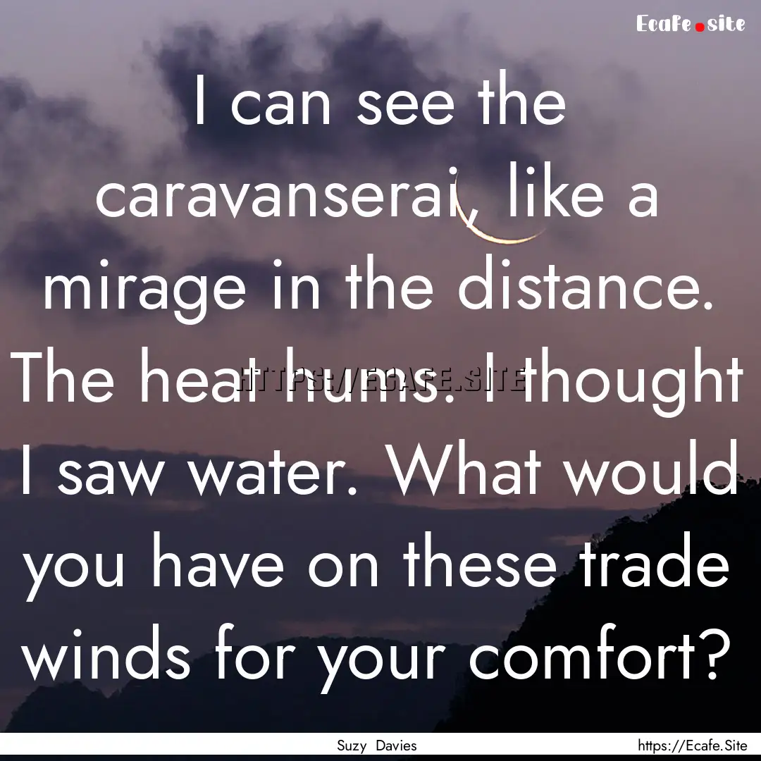 I can see the caravanserai, like a mirage.... : Quote by Suzy Davies