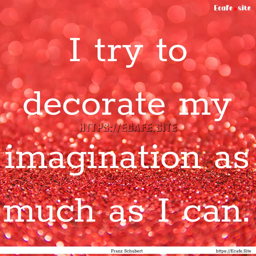 I try to decorate my imagination as much.... : Quote by Franz Schubert