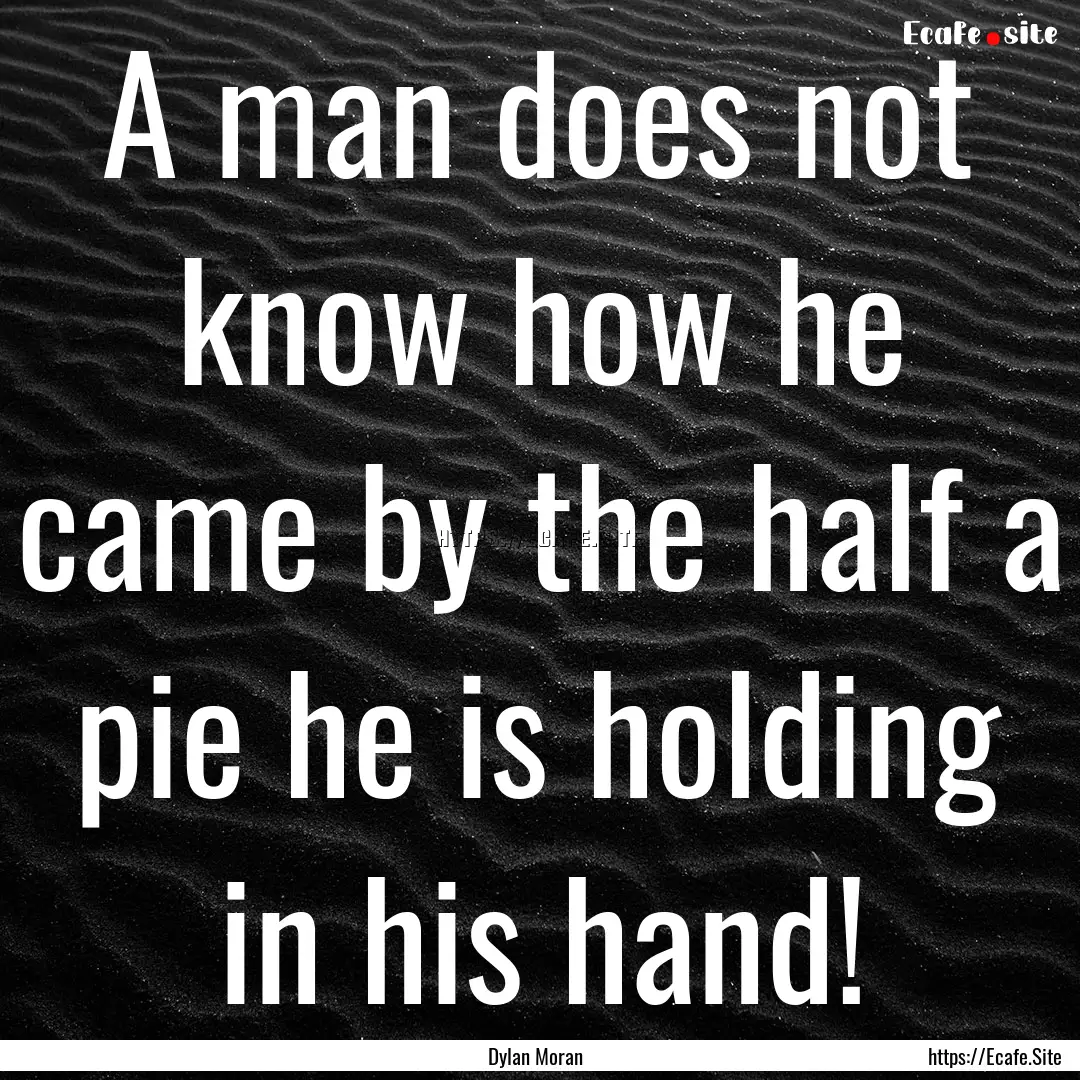 A man does not know how he came by the half.... : Quote by Dylan Moran