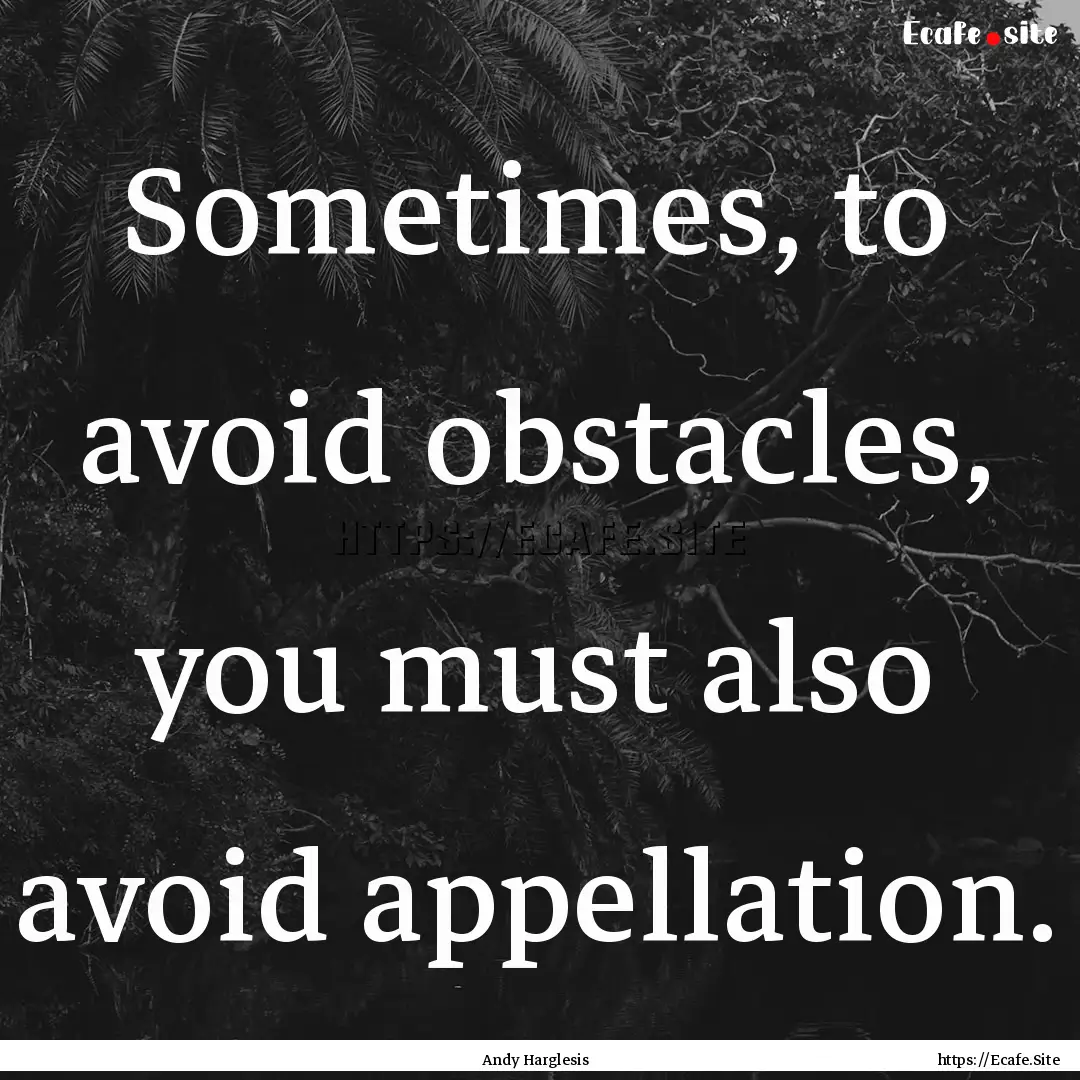 Sometimes, to avoid obstacles, you must also.... : Quote by Andy Harglesis