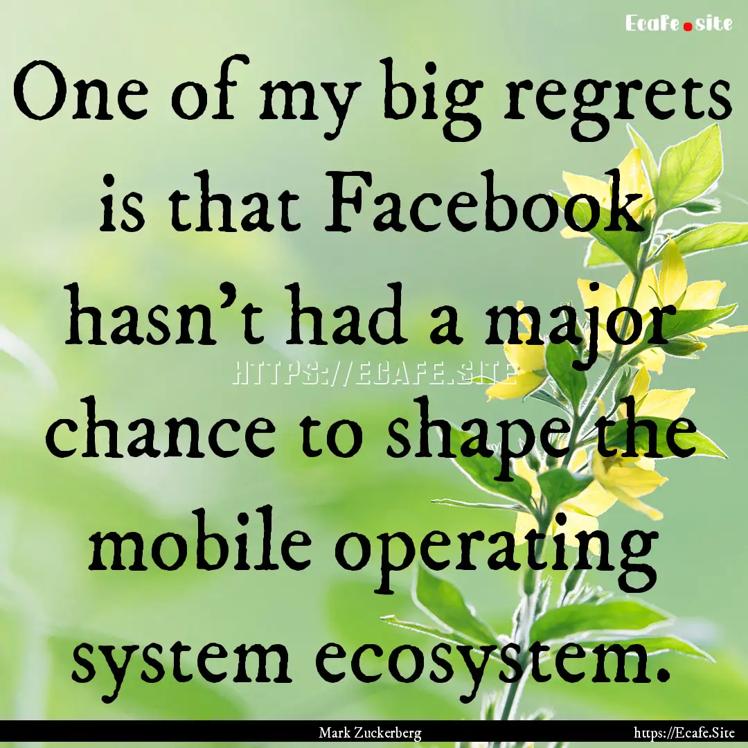 One of my big regrets is that Facebook hasn't.... : Quote by Mark Zuckerberg