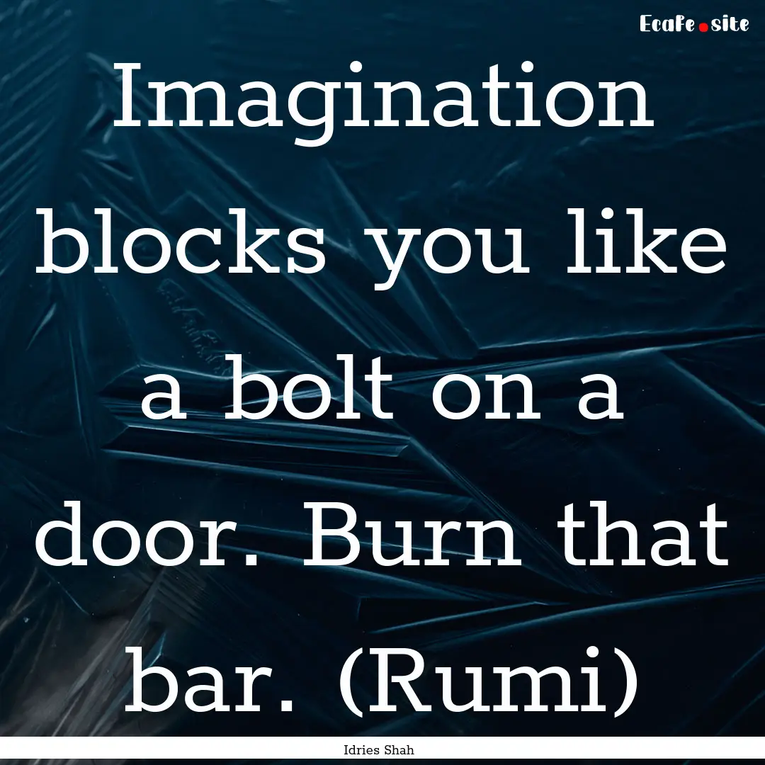 Imagination blocks you like a bolt on a door..... : Quote by Idries Shah