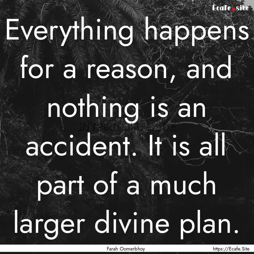 Everything happens for a reason, and nothing.... : Quote by Farah Oomerbhoy