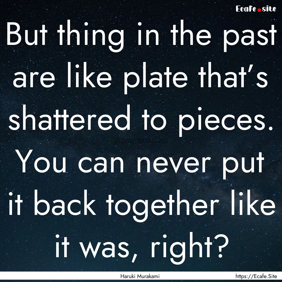 But thing in the past are like plate that’s.... : Quote by Haruki Murakami