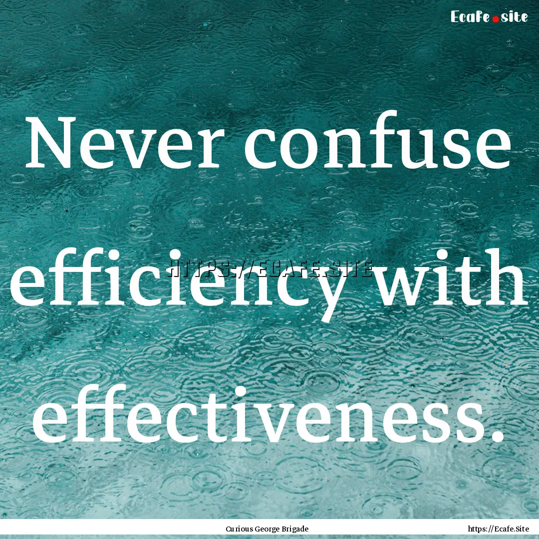 Never confuse efficiency with effectiveness..... : Quote by Curious George Brigade