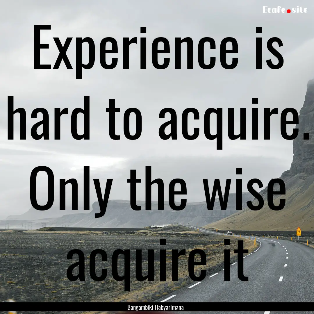 Experience is hard to acquire. Only the wise.... : Quote by Bangambiki Habyarimana