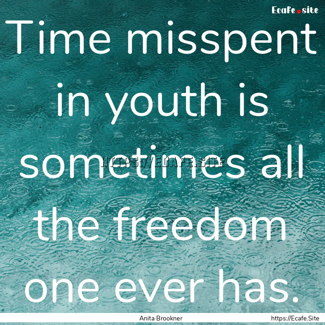 Time misspent in youth is sometimes all the.... : Quote by Anita Brookner