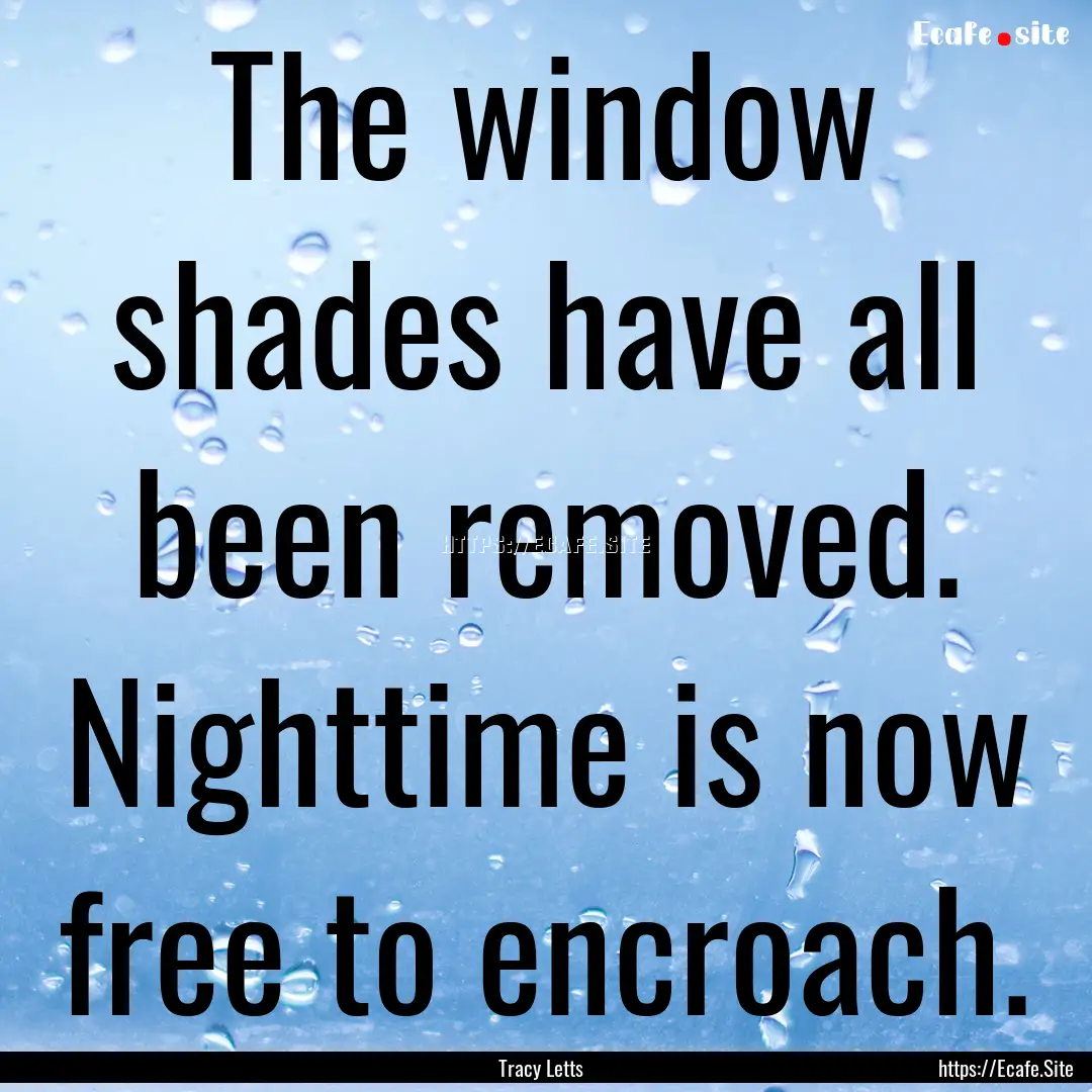 The window shades have all been removed..... : Quote by Tracy Letts