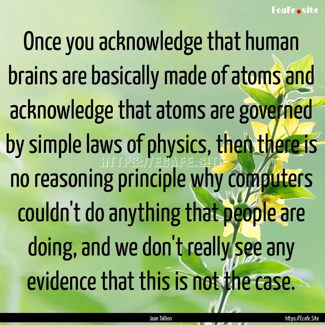 Once you acknowledge that human brains are.... : Quote by Jaan Tallinn