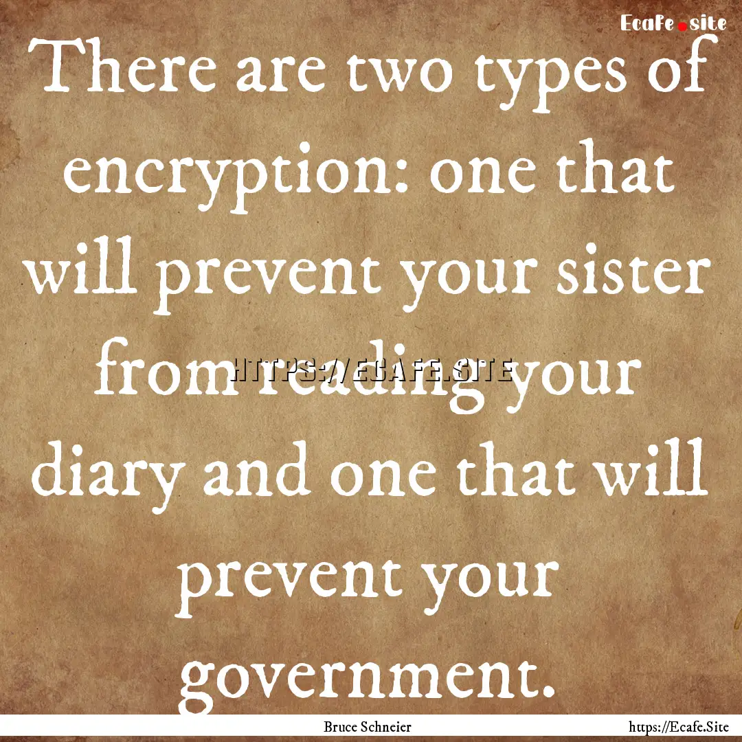 There are two types of encryption: one that.... : Quote by Bruce Schneier