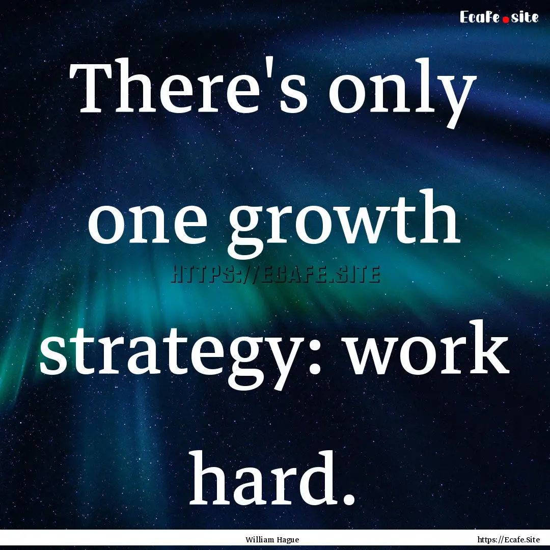 There's only one growth strategy: work hard..... : Quote by William Hague