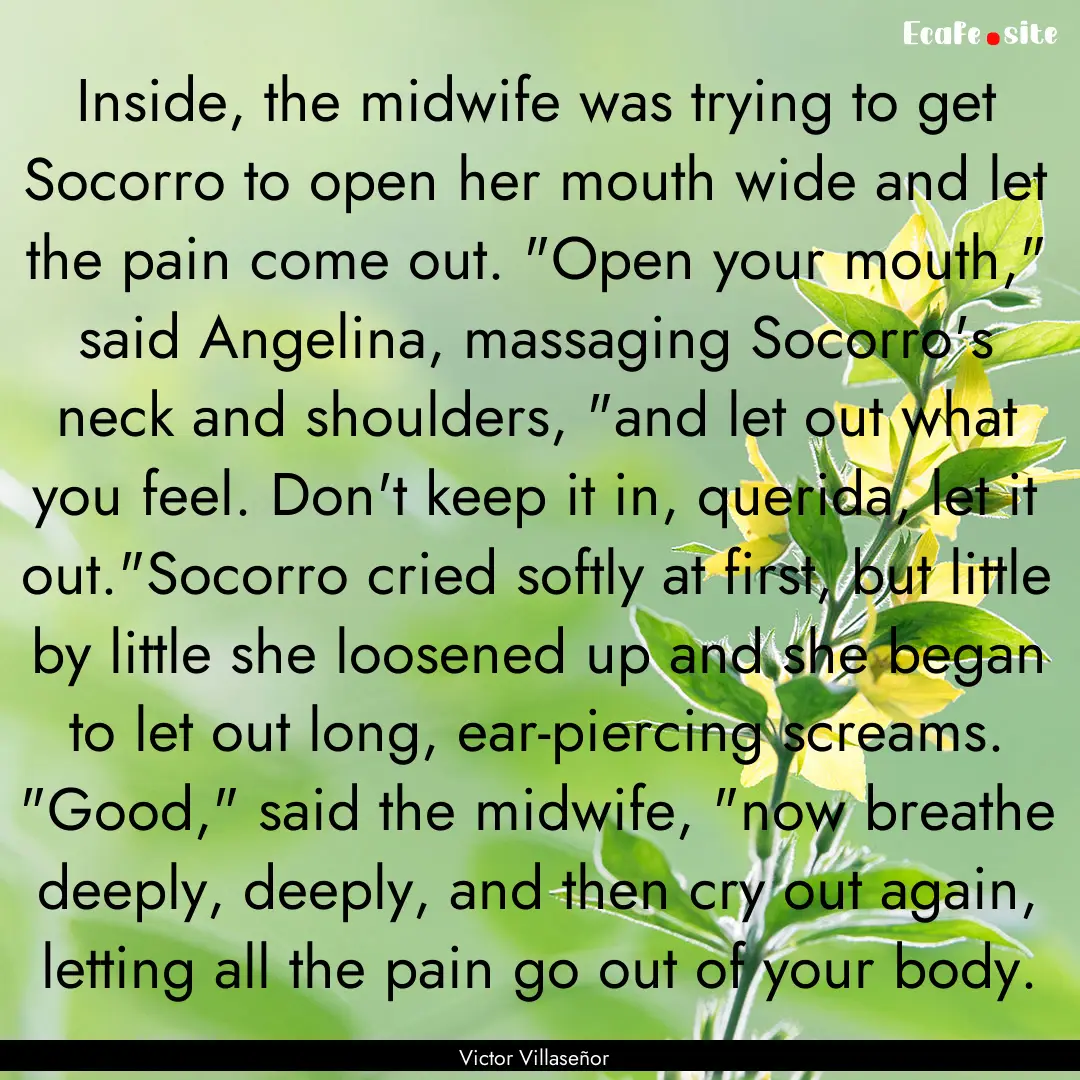 Inside, the midwife was trying to get Socorro.... : Quote by Victor Villaseñor