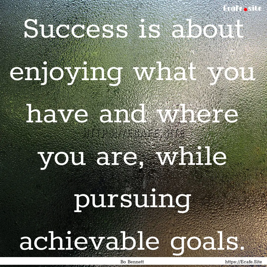 Success is about enjoying what you have and.... : Quote by Bo Bennett