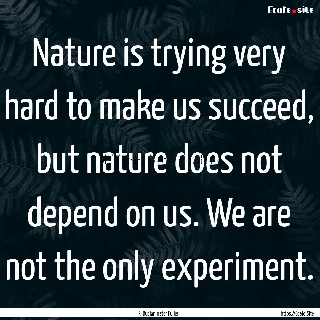 Nature is trying very hard to make us succeed,.... : Quote by R. Buckminster Fuller