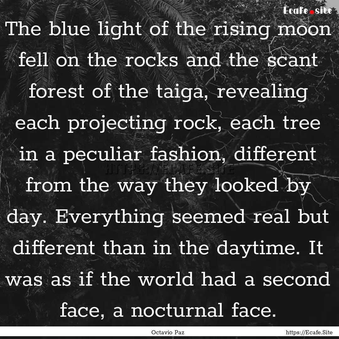 The blue light of the rising moon fell on.... : Quote by Octavio Paz