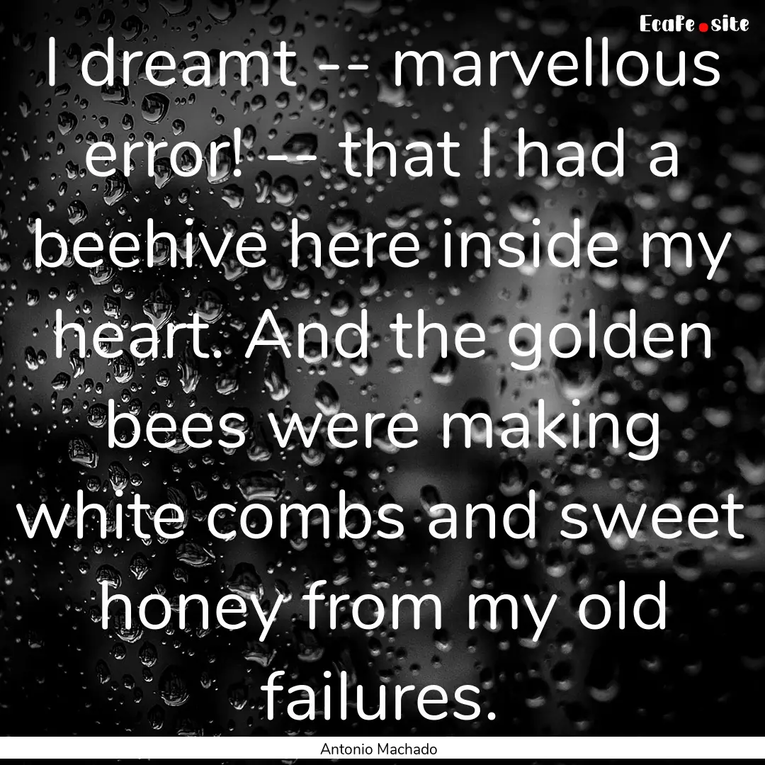 I dreamt -- marvellous error! -- that I had.... : Quote by Antonio Machado