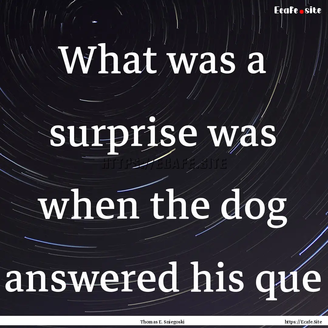 What was a surprise was when the dog answered.... : Quote by Thomas E. Sniegoski