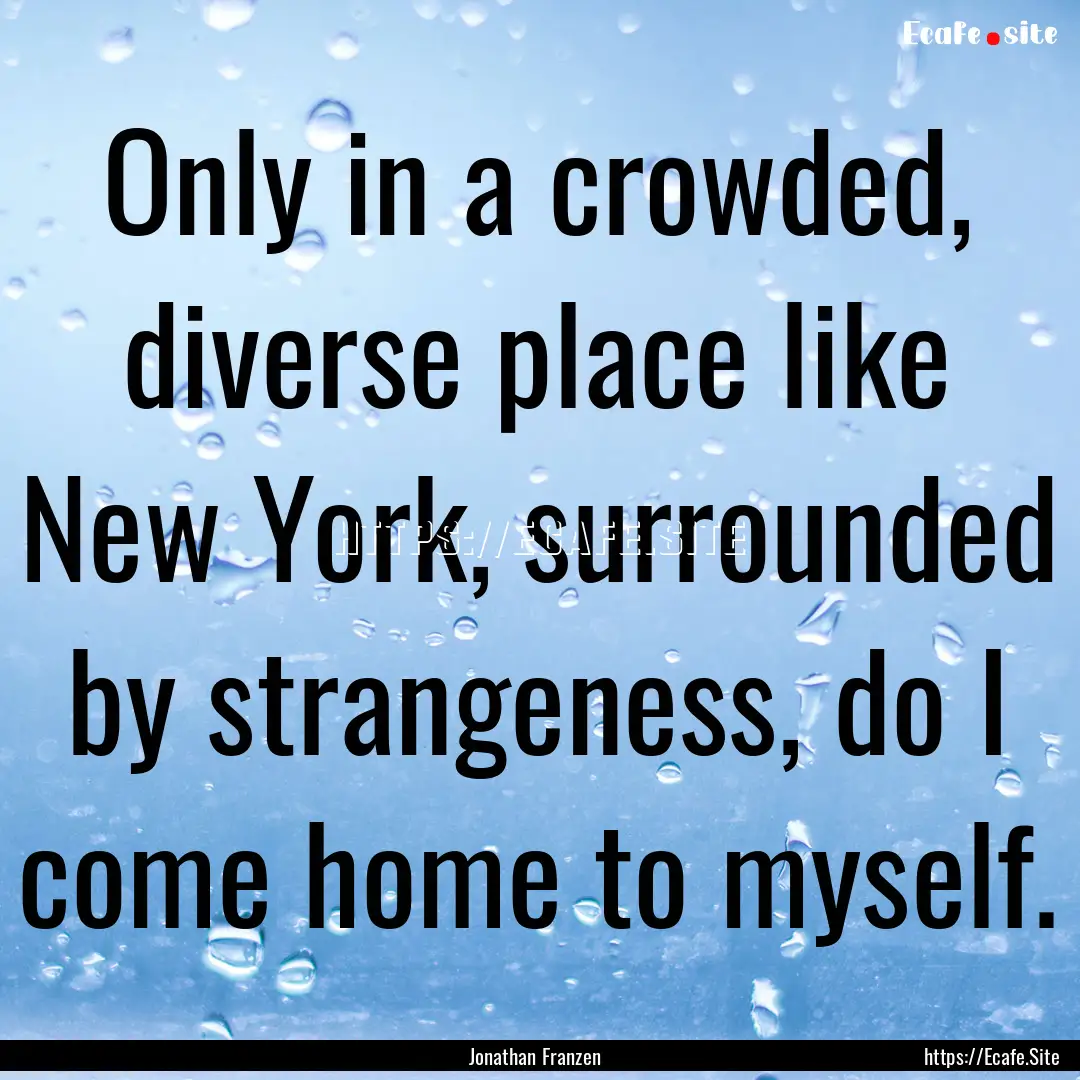 Only in a crowded, diverse place like New.... : Quote by Jonathan Franzen