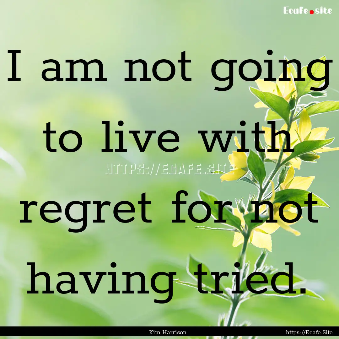 I am not going to live with regret for not.... : Quote by Kim Harrison