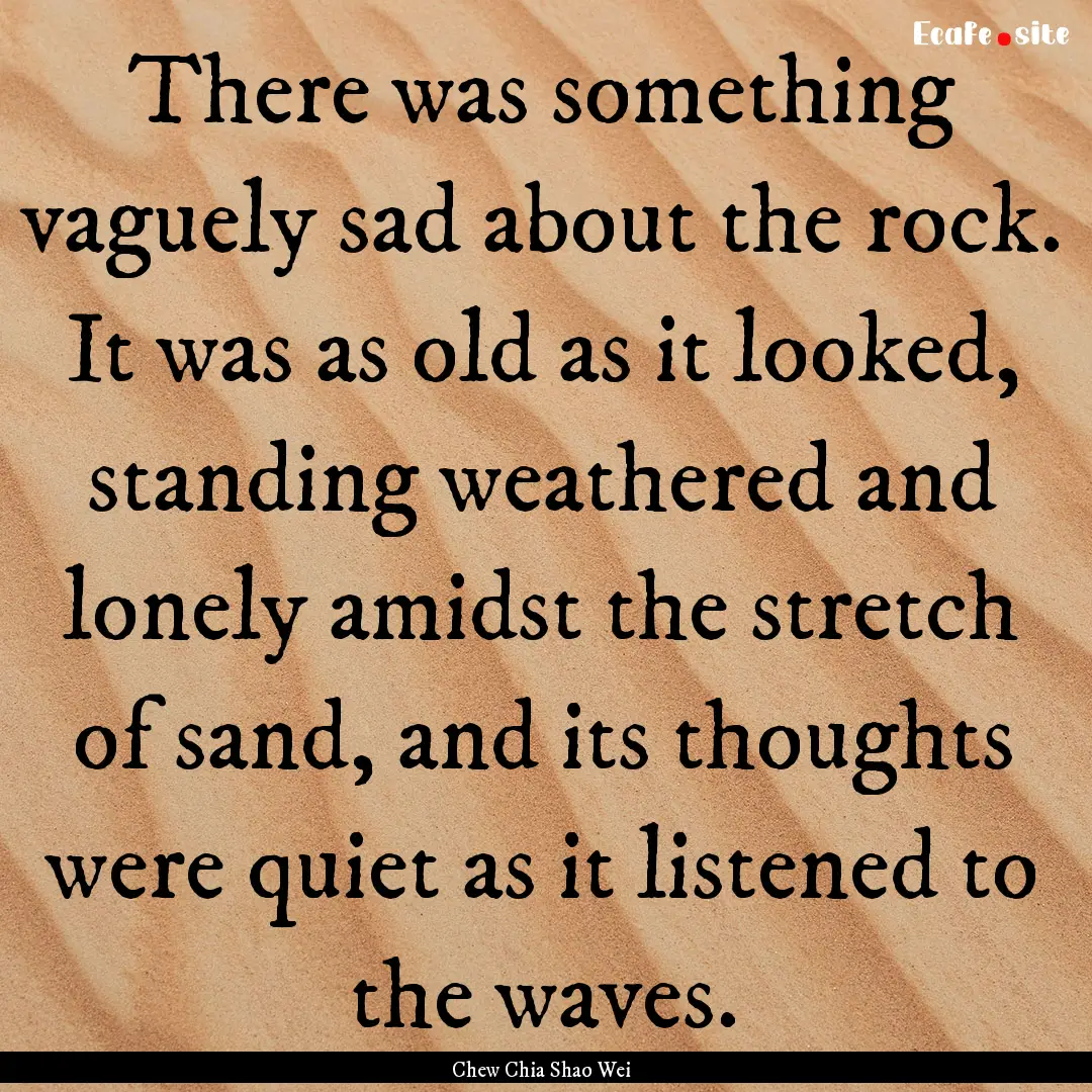 There was something vaguely sad about the.... : Quote by Chew Chia Shao Wei