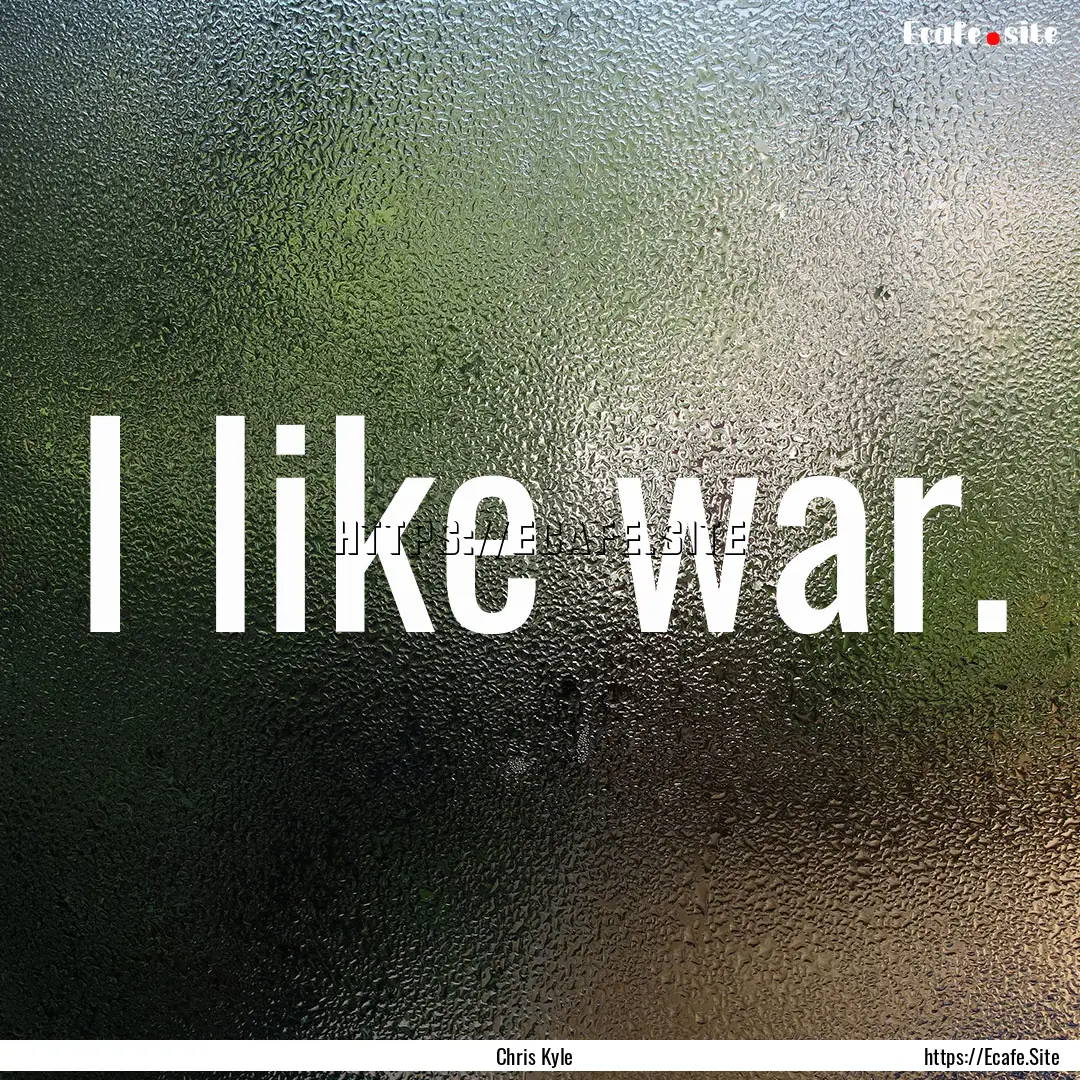 I like war. : Quote by Chris Kyle