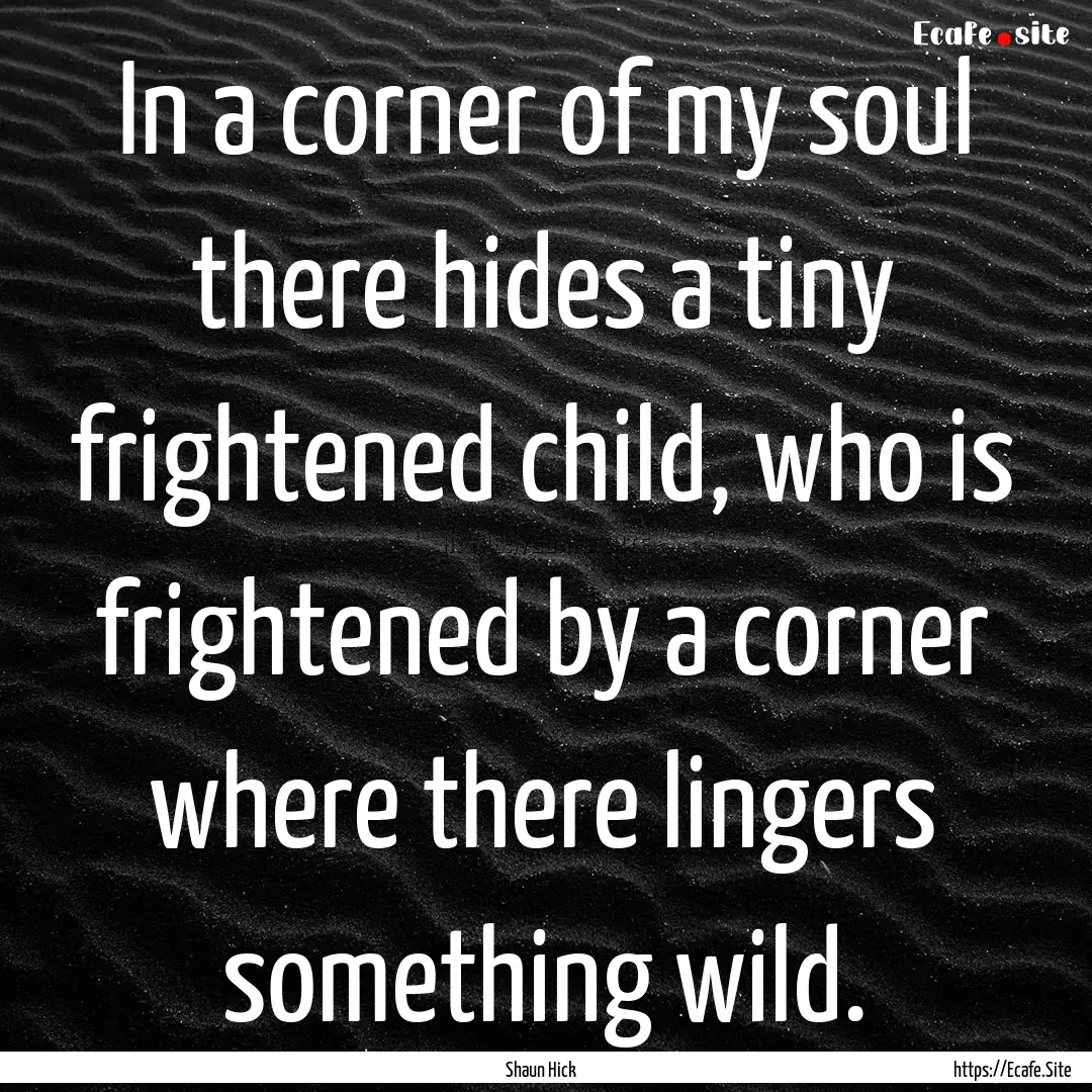 In a corner of my soul there hides a tiny.... : Quote by Shaun Hick