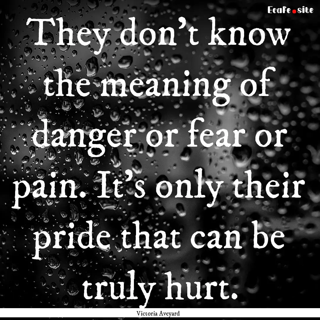 They don't know the meaning of danger or.... : Quote by Victoria Aveyard