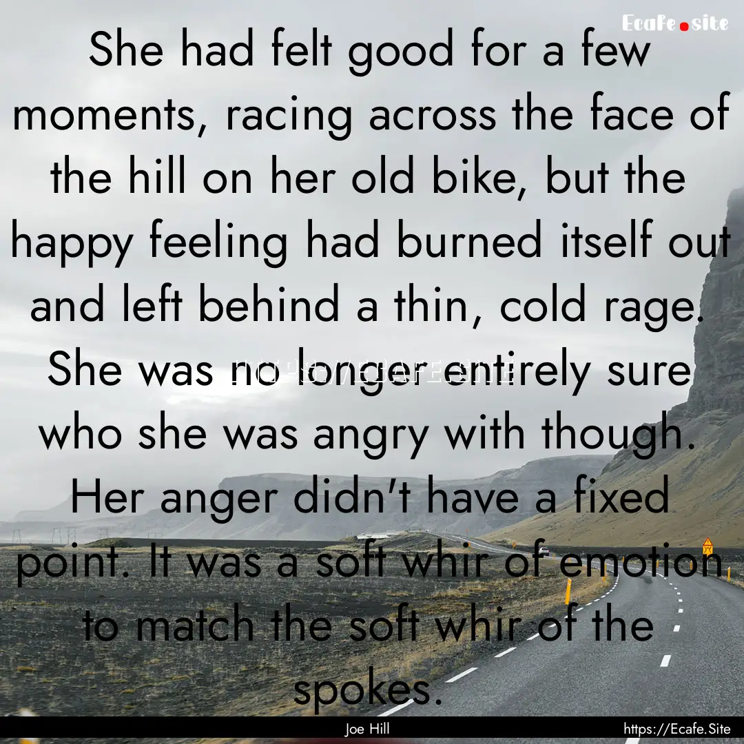 She had felt good for a few moments, racing.... : Quote by Joe Hill