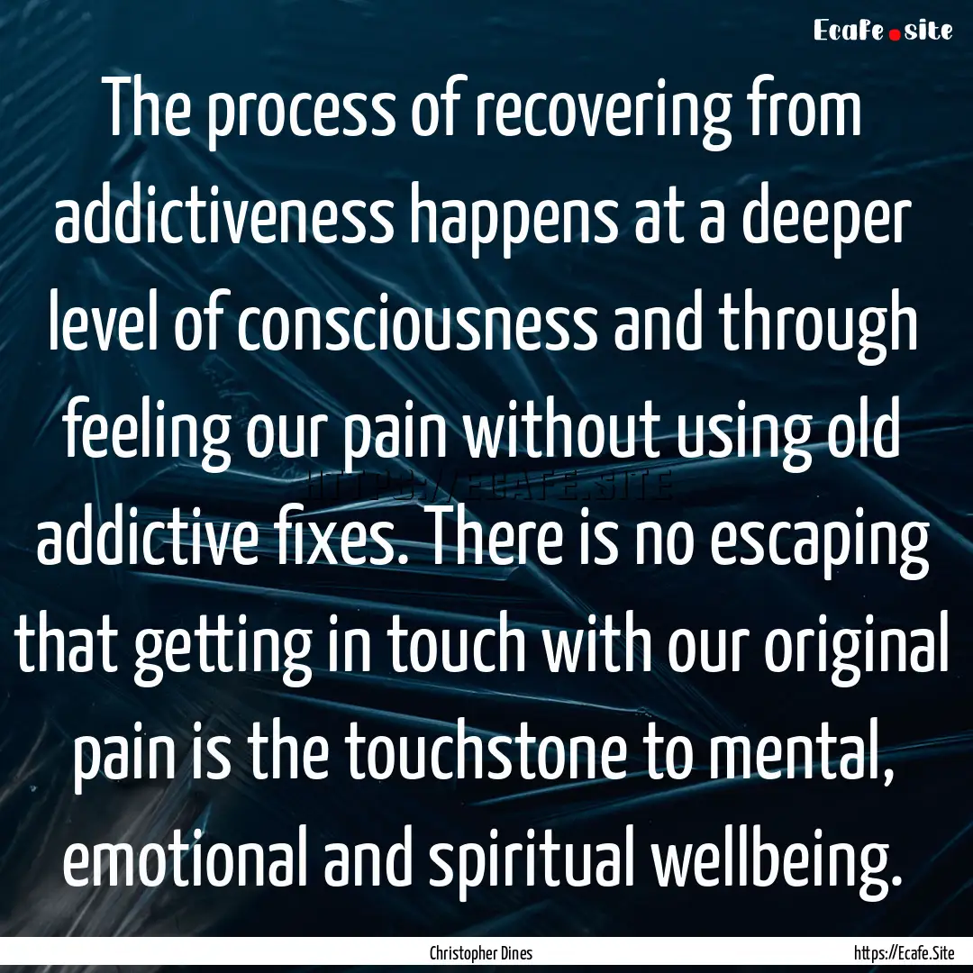 The process of recovering from addictiveness.... : Quote by Christopher Dines