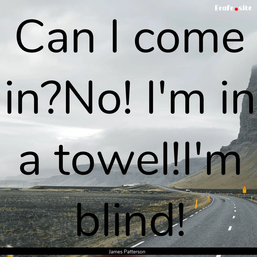 Can I come in?No! I'm in a towel!I'm blind!.... : Quote by James Patterson