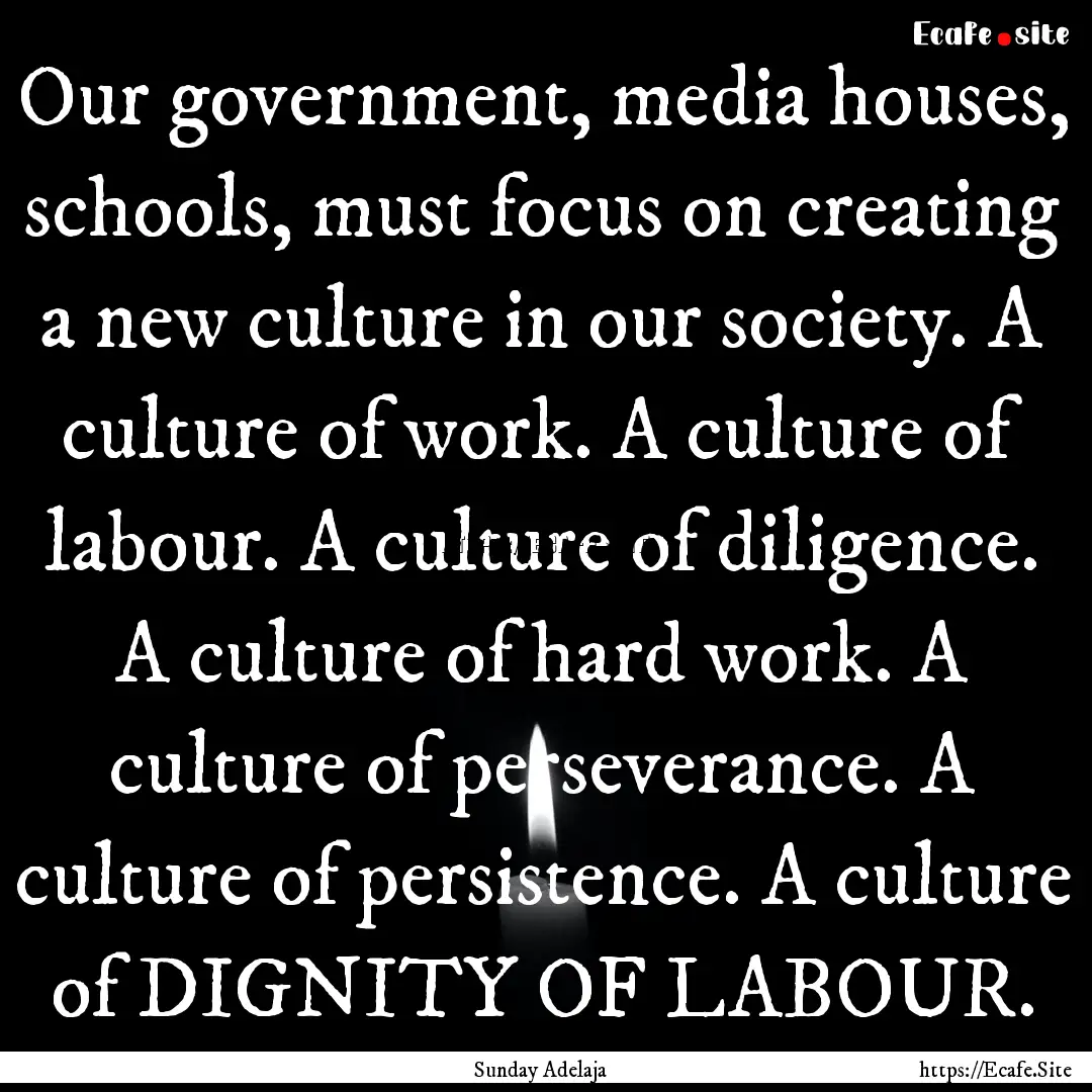 Our government, media houses, schools, must.... : Quote by Sunday Adelaja