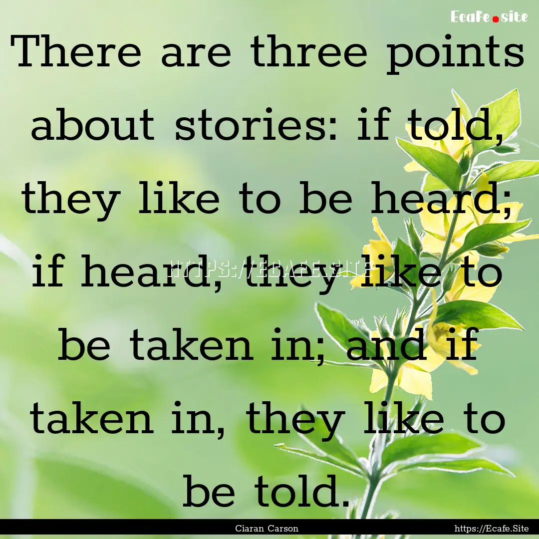 There are three points about stories: if.... : Quote by Ciaran Carson