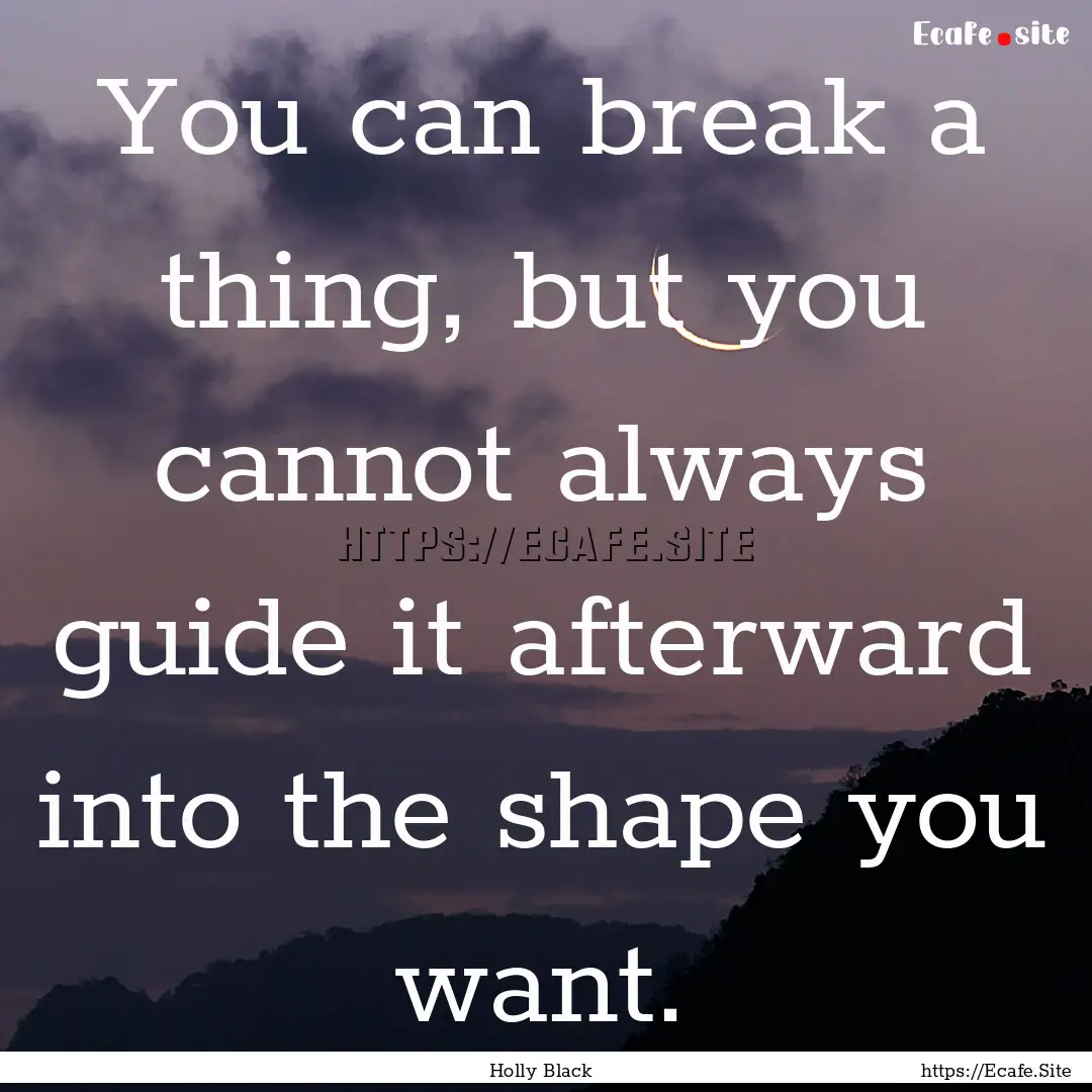 You can break a thing, but you cannot always.... : Quote by Holly Black