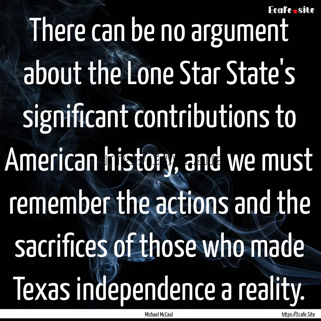 There can be no argument about the Lone Star.... : Quote by Michael McCaul