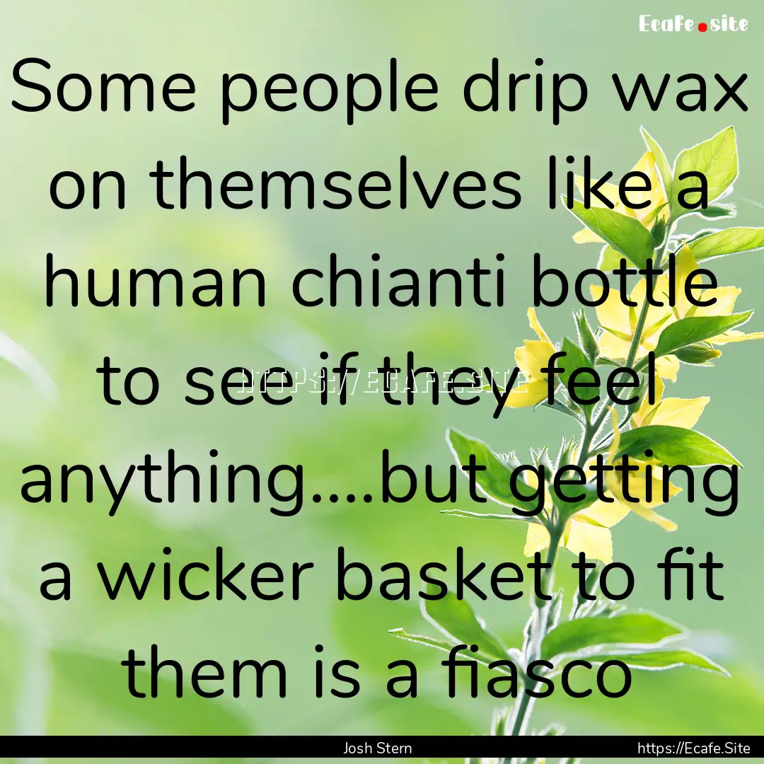 Some people drip wax on themselves like a.... : Quote by Josh Stern