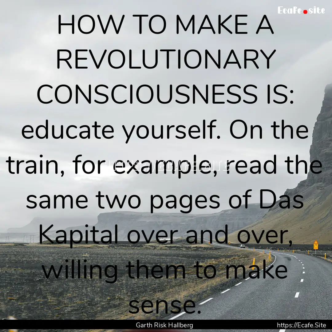 HOW TO MAKE A REVOLUTIONARY CONSCIOUSNESS.... : Quote by Garth Risk Hallberg