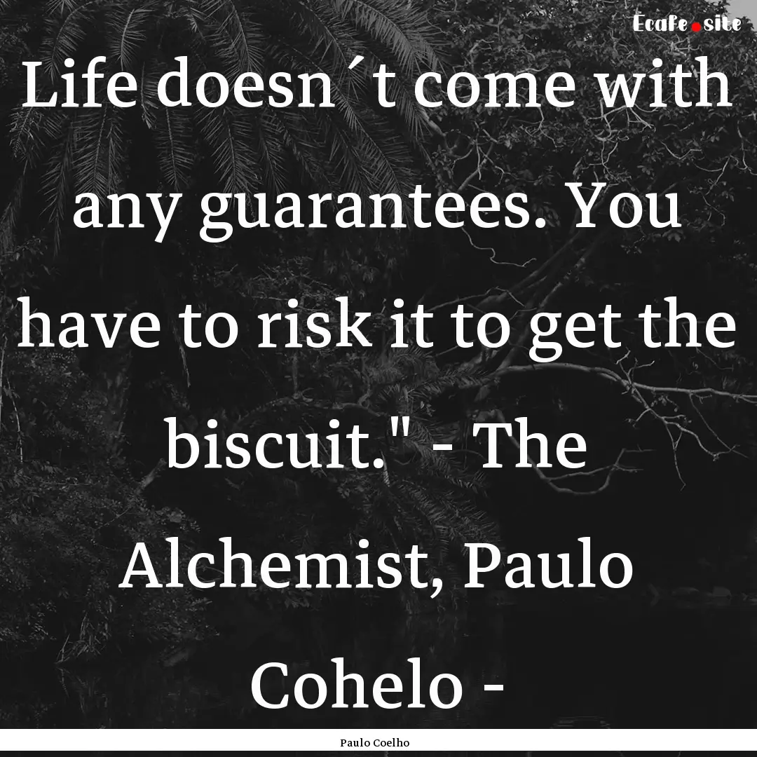 Life doesn´t come with any guarantees. You.... : Quote by Paulo Coelho