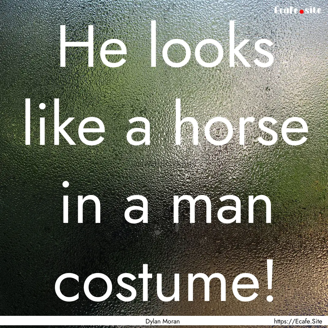 He looks like a horse in a man costume! : Quote by Dylan Moran