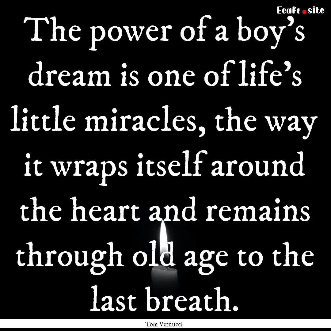 The power of a boy's dream is one of life's.... : Quote by Tom Verducci