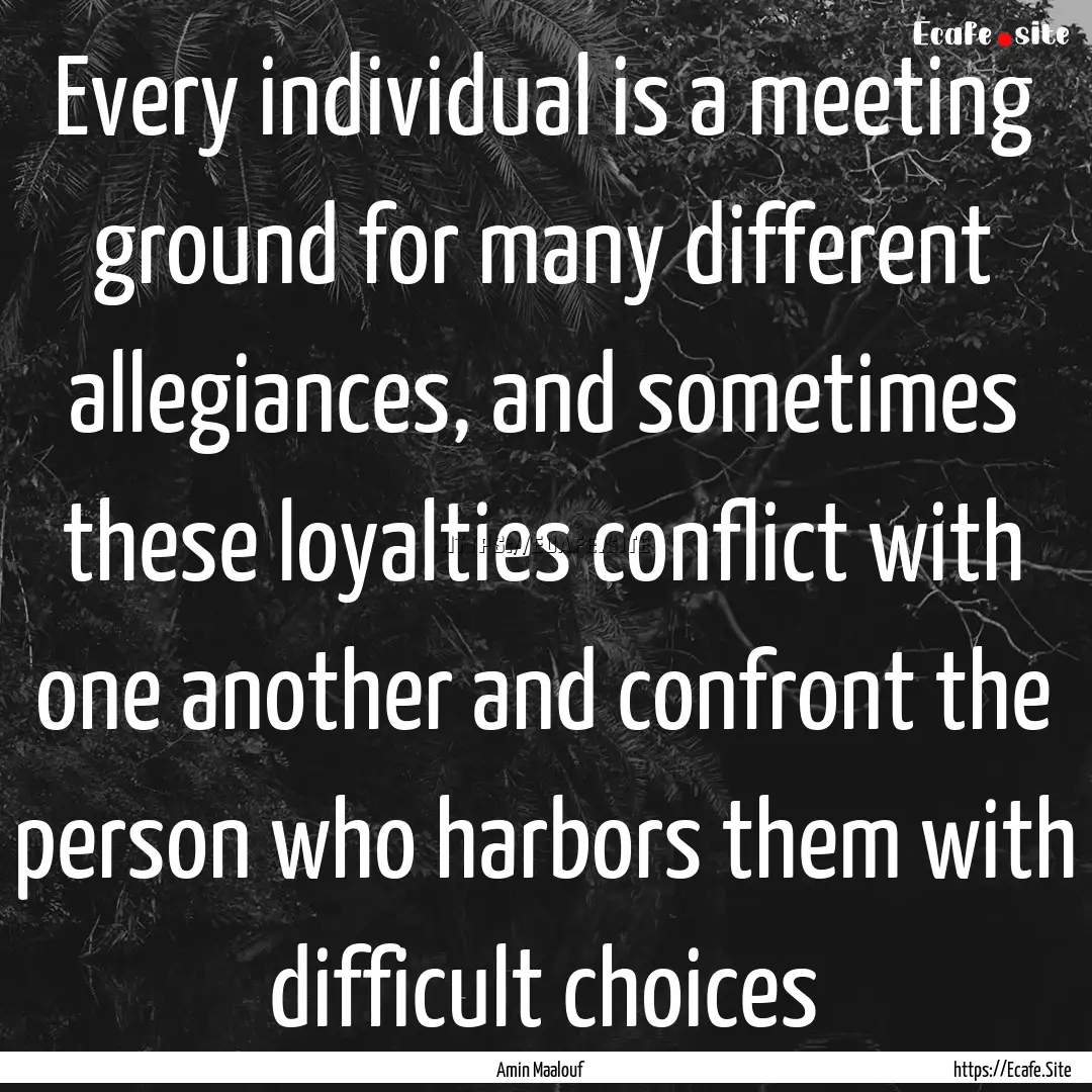 Every individual is a meeting ground for.... : Quote by Amin Maalouf