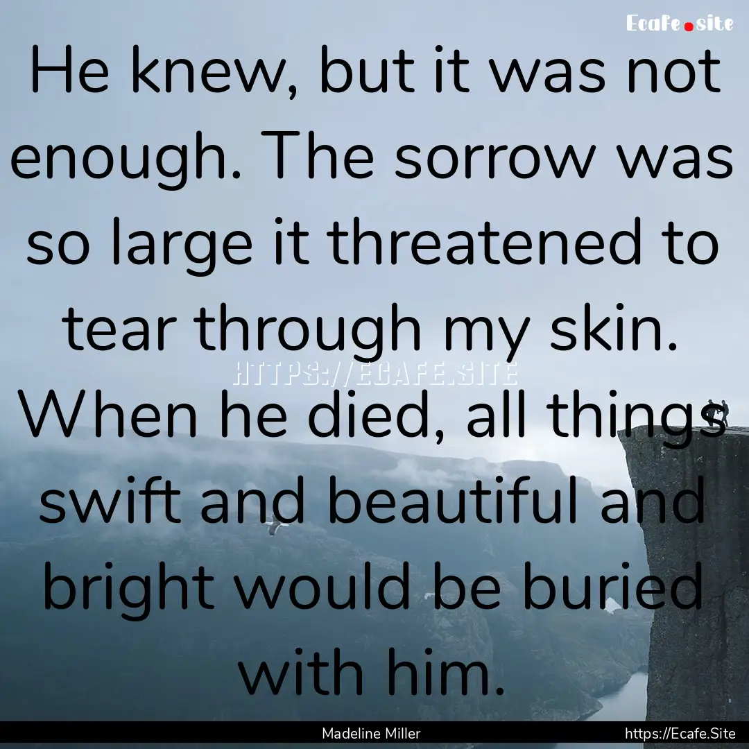 He knew, but it was not enough. The sorrow.... : Quote by Madeline Miller