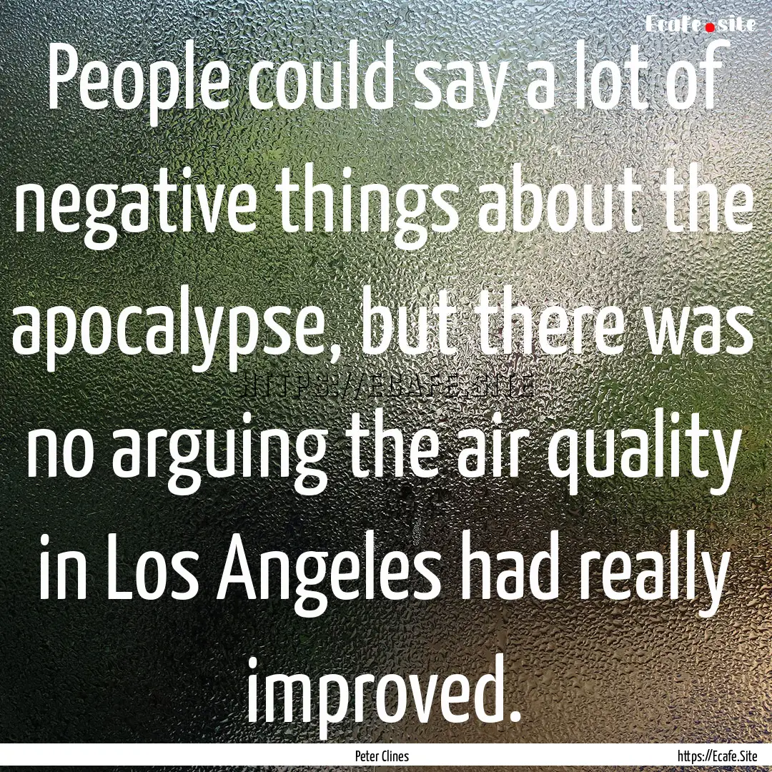 People could say a lot of negative things.... : Quote by Peter Clines