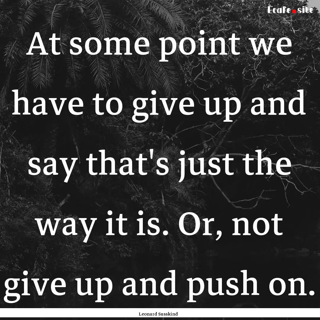 At some point we have to give up and say.... : Quote by Leonard Susskind