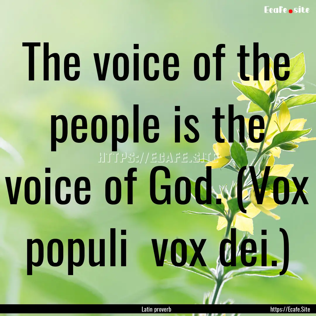 The voice of the people is the voice of God..... : Quote by Latin proverb