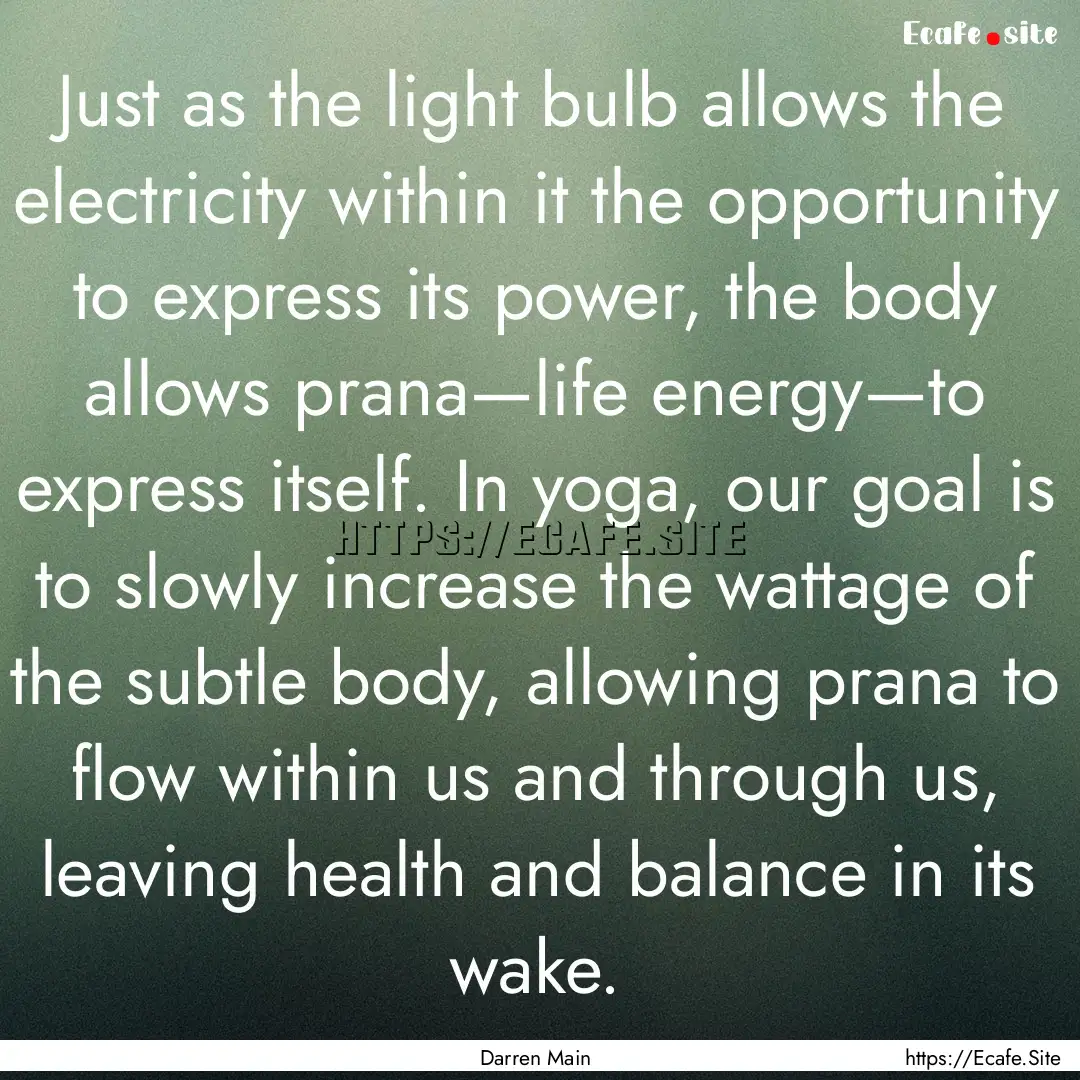 Just as the light bulb allows the electricity.... : Quote by Darren Main