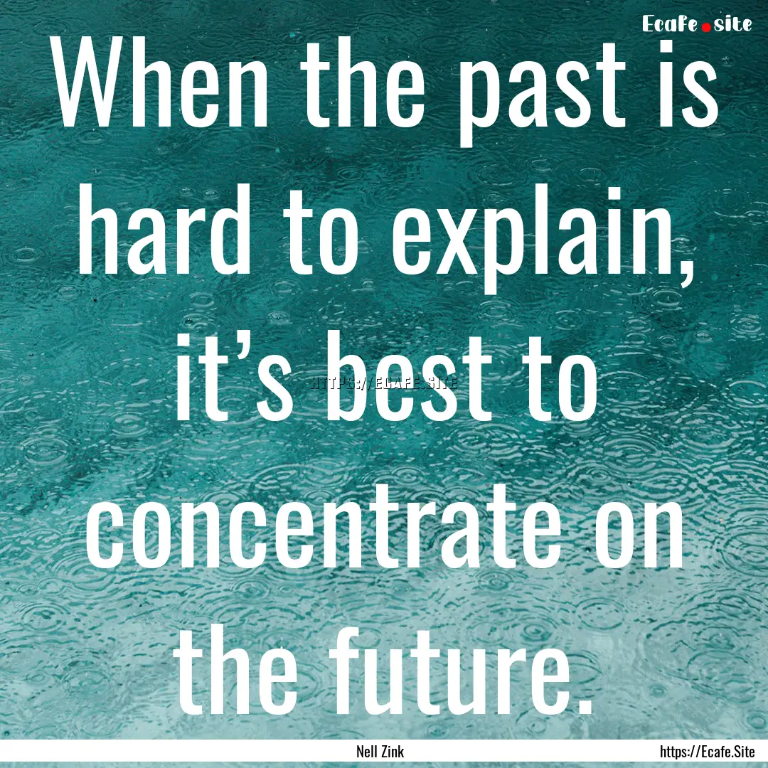 When the past is hard to explain, it’s.... : Quote by Nell Zink