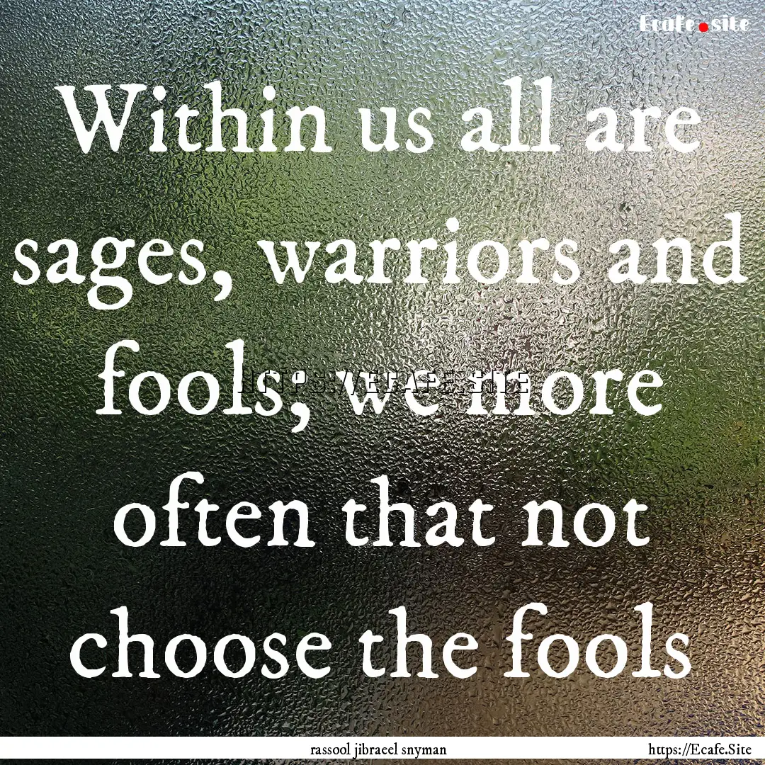 Within us all are sages, warriors and fools;.... : Quote by rassool jibraeel snyman