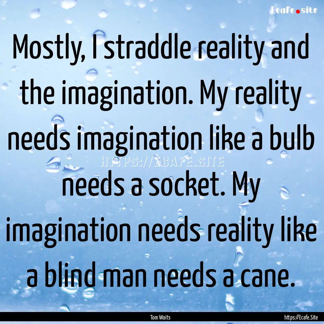 Mostly, I straddle reality and the imagination..... : Quote by Tom Waits