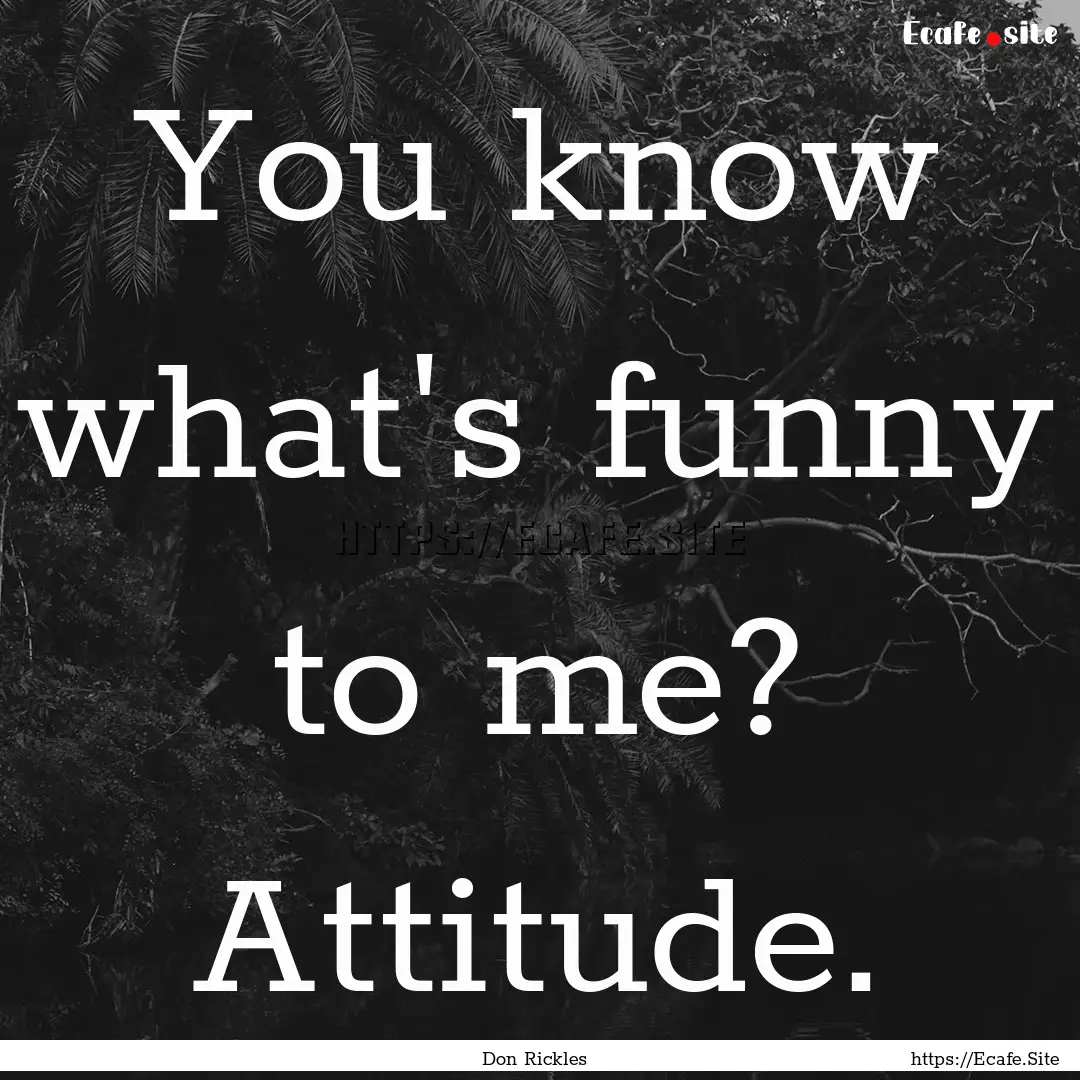 You know what's funny to me? Attitude. : Quote by Don Rickles