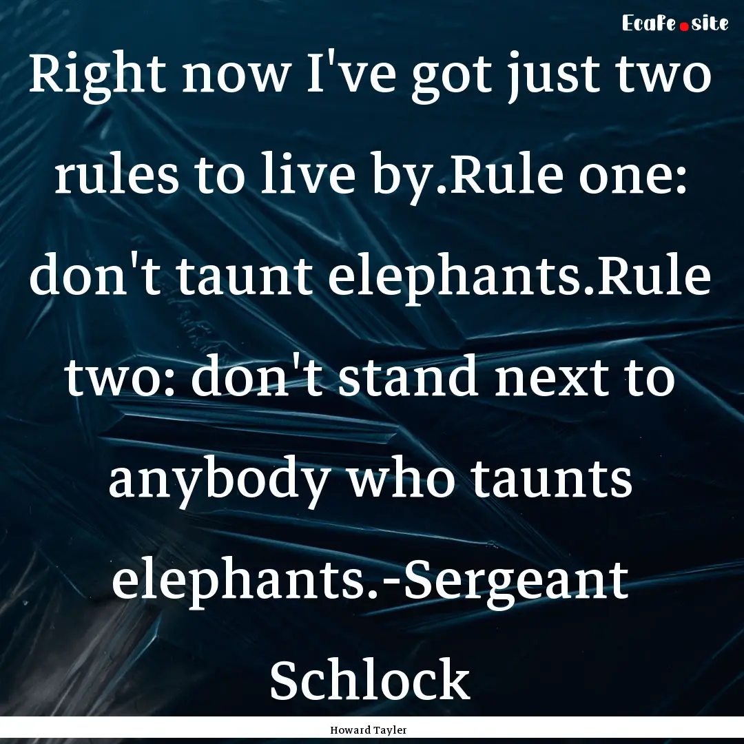 Right now I've got just two rules to live.... : Quote by Howard Tayler